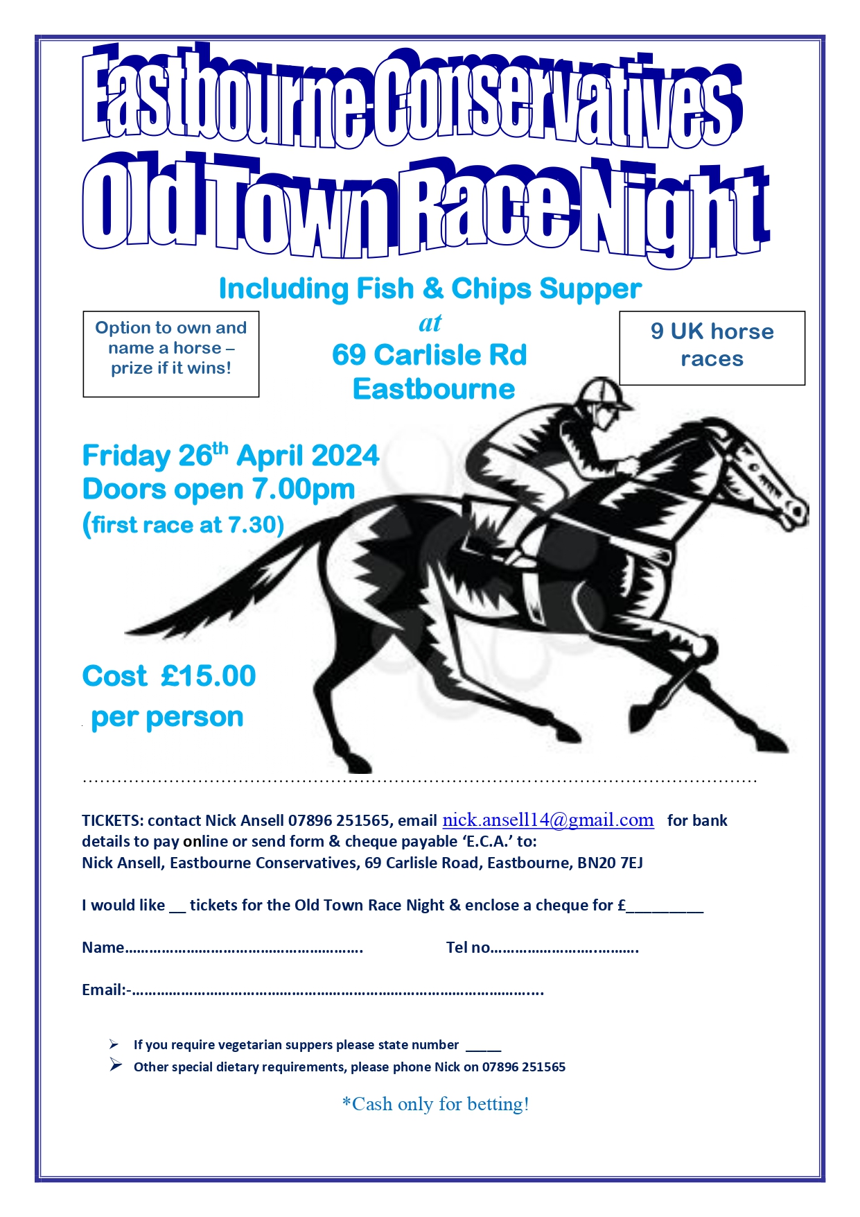 Flyer for Old Town Race Night