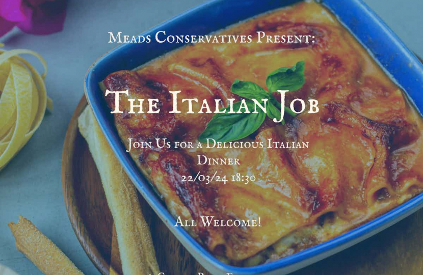 Image of a tasty lasgane, advertising the Meads Italian Night Dinner  