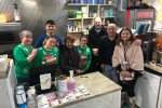 Caroline Ansell MP, Cllrs Kshama Shore and Nigel Goodyear inside Beatty Cafe, Beaty Rd. Pictured with staff in Christmas sweaters. Sovereign ward. 