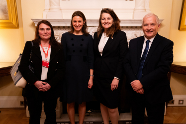 MP Caroline Ansell Defiant Sports, Loretta Lock, and trustee Ray Blakeborough and MP Lucy Frazer, Secretary of State for Digital, Culture, Media and Sport.