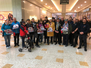 Eastbourne MP, Councillors, Veterans, Cadets and Volunteers together in the Beacon Centre. Ready to sell poppies